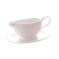 Luzerne New Bone White Gravy Boat 40cl | Elegant Porcelain Sauce Server
