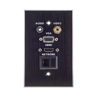 WALL PLATE 1X VGA, 1X HDMI, 1X AUD, 1X LAN, 1X VID - NET-QC-12580