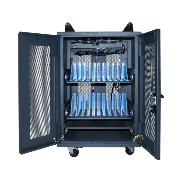 20-WAY CHARGING TROLLEY, FRONT & REAR DOOR MESH - CHARGE-CABINET-20-LQ