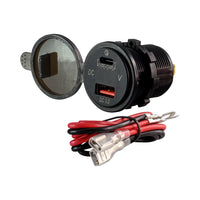 Q3 CHARGER TYPE-C & PD, WITH VOLTMETER BLACK - ADA-CAR-CHARGE-TYPEC