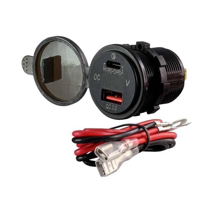 Q3 CHARGER TYPE-C & PD, WITH VOLTMETER BLACK - ADA-CAR-CHARGE-TYPEC