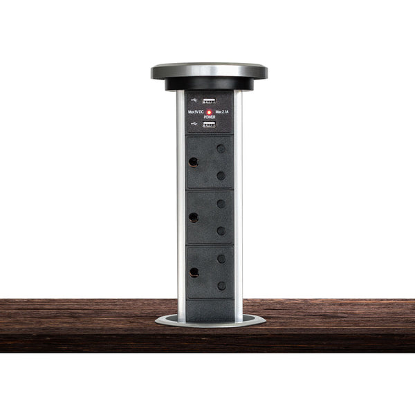 MOTORIZED POP-UP COLUMN (90MM), 3X SA, 2X USB 2.1A - NET-POPUP-MOTOR-LQ