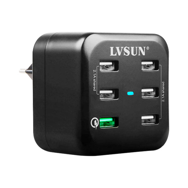 LVSUN 6-P USB 34W 5V 6.8A QC2.0 CHARGER (LS-6USQ) - USB-6P-CHRG-QC2.0-LV