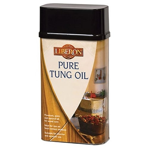 Liberon Pure Tung Oil 500ml - Natural Wood Finish for Interior & Exterior Wood Care. Water, Alcohol & Food Acid Resistant.