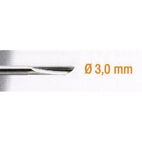 Close-up of HSS Flute Bit 3mm. Router bit for wood and soft materials.