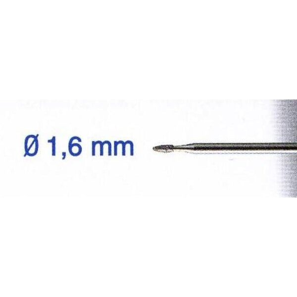 Diamond Flame Bit 1.6mm - Engraving, Carving, Smoothing - Glass, Ceramic, Stone, Metal. 2.35mm Shank