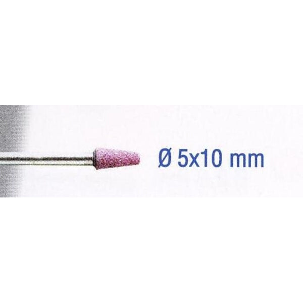 Ruby Grinding Stone 5x10mm Cone - Precision Grinding Tool for Ferrous Metals, 2.35mm Shank