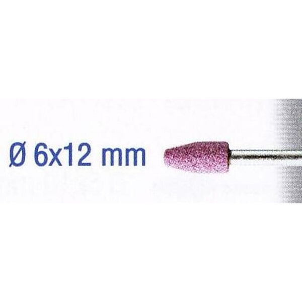Ruby Grinding Stone 6x12mm Cylindrical Cone - Aluminum Oxide Point for Sharpening, Deburring - 2pcs