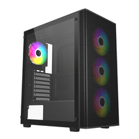 FSP M220 ATX Mid Tower Gaming PC Case - Black with ARGB Fans and Tempered Glass