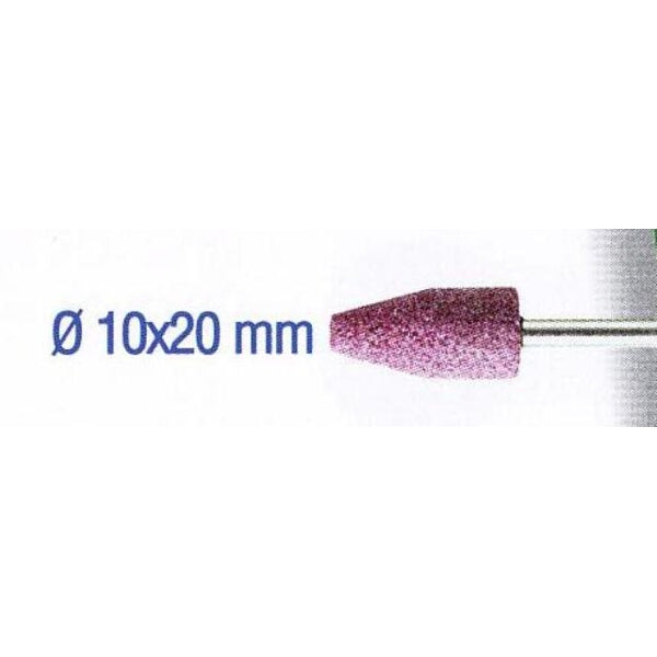 Ruby Grinding Stone 10x20mm Cylindrical Cone - Sharpening, Deburring - 3mm Shank - Chavda.com