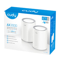 Cudy AX3000 Wi-Fi 6 Mesh System (2-Pack, White) - Whole Home Coverage, Fast Wireless Internet