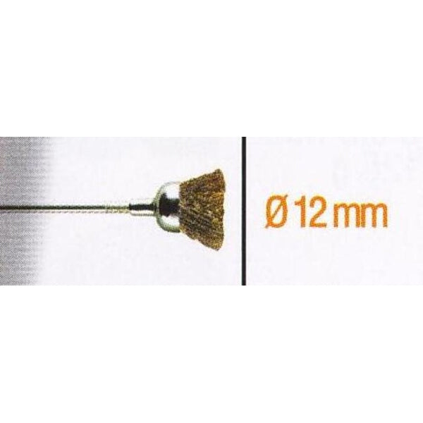 Brass Cup Brush 12mm - Polishing, Deburring, & Cleaning Tool - 2.35mm Shank