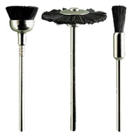 Black Bristle Brushes Set: 3 Pieces - Jewelry Polishing, Metal Deburring, and Cleaning Tools