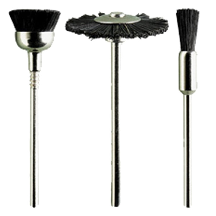 Black Bristle Brushes Set: 3 Pieces - Jewelry Polishing, Metal Deburring, and Cleaning Tools