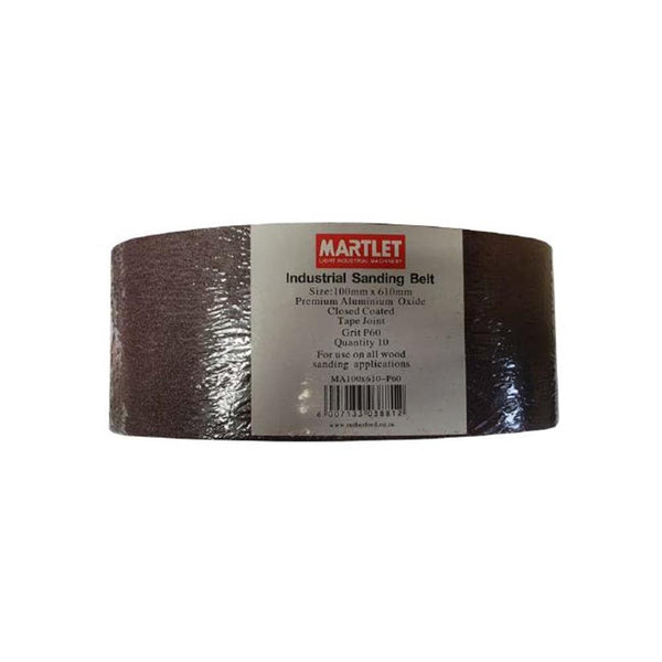 Martlet Industrial Sanding Belt P60 Grit - 100mm x 610mm Premium Aluminium Oxide Closed Coat - Wood Sanding Applications