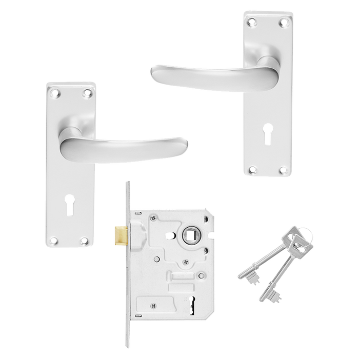 Mackie Lockset with Aluminum Handles, Mortice Lock, Keys - Chrome Plated, SABS Standard