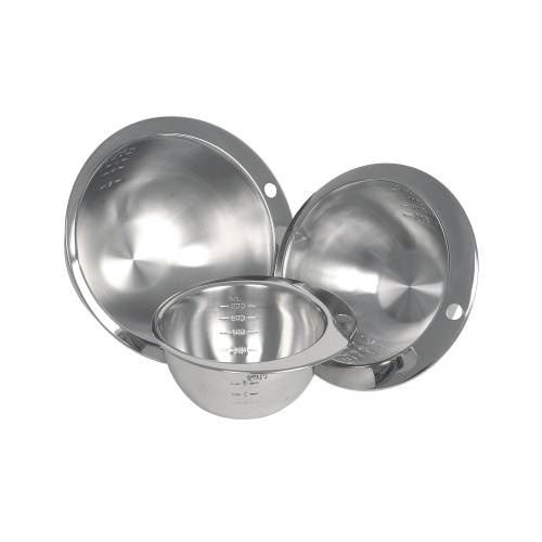 Stainless Steel Measuring Bowls Set - Kitchen Cooking Baking Mixing Round Notched.