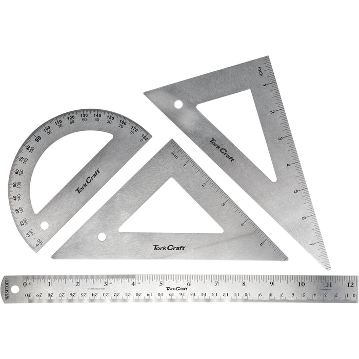 PROTRACTOR RULER & 2 X TRAINGLE SET 4PC