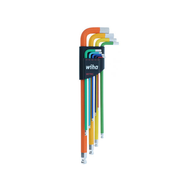 Wiha Metric Hex Key Set - Color-Coded, ErgoStar - Ball End Allen Wrench Set