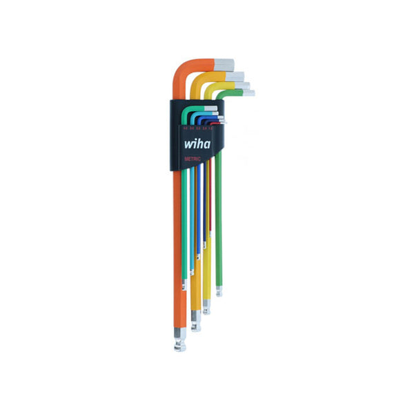 Wiha Metric Hex Key Set - Color-Coded, ErgoStar - Ball End Allen Wrench Set