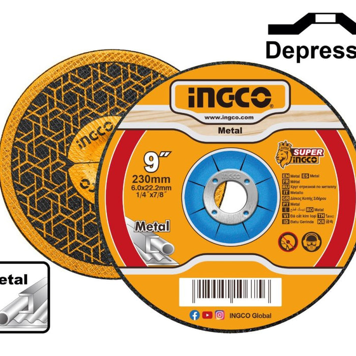 INGCO 230mm Metal Cutting Disc - Abrasive Grinding Wheel, Cut Metal with this High Quality Tool!