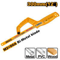 INGCO Hacksaw 300mm Bi-Metal Blade: Metal, PVC, Wood Cutting Hand Tool