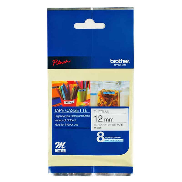 HellermannTyton : Brother PTM95 Label Tape 12mm x 8.0M  on White - (MK231)