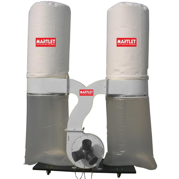 MARTLET MM300DET 2200W Twin Bag Dust Extractor | Chavda.com | Woodworking Dust Collection System with Cloth & Plastic Bags