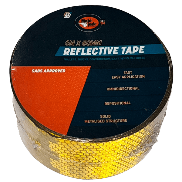 Mobi-Jack Reflective Tape 6M Yellow 50mm | SABS Approved | Truck Trailer Vehicle Safety