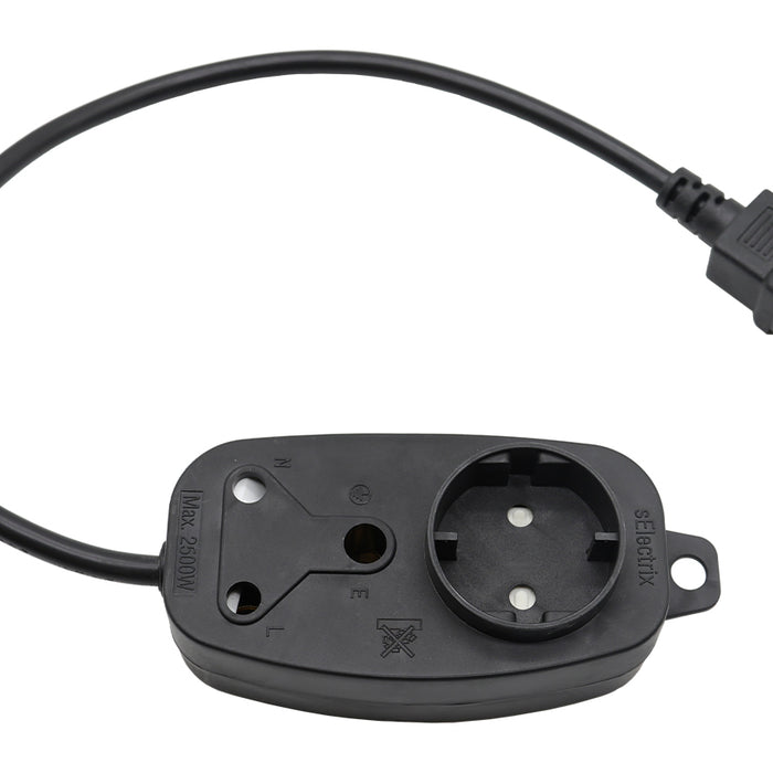 Multi Plug 1x16A 1x5A 0.5m IEC Cord Black - MP-02WIEC-B