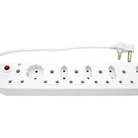 Multi-Plug Power Strip: 5x16A, 5x5A, 0.5m Cord, White Surge Protector | chavda.com