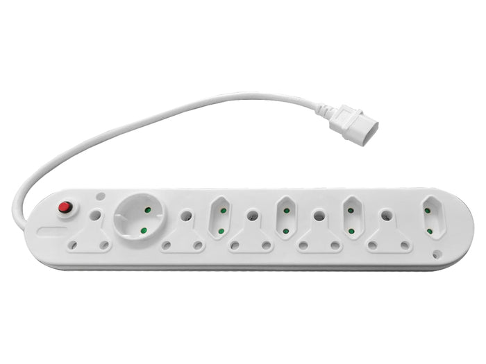 Multi Plug 5x16A 5x5A 0.5m IEC Cord White