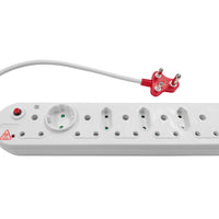 Multi Plug 5x16A 5x5A 0.5m Cord Surge Protected White