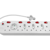 Multi Plug 5x16A 5x5A 0.5m Cord Switched White