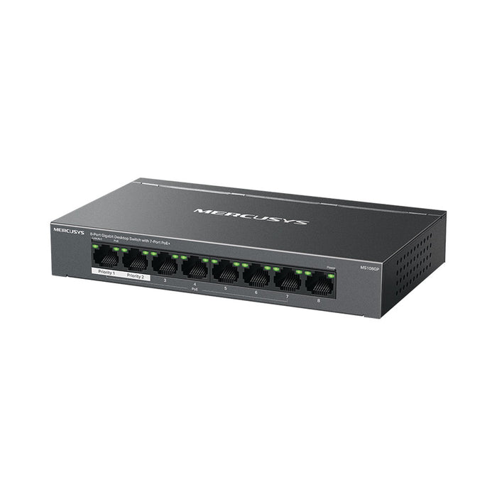 MERCUSYS 8-PORT GB DESKTOP SWITCH WITH 7-PORT POE+ - NET-MER-MS108GP