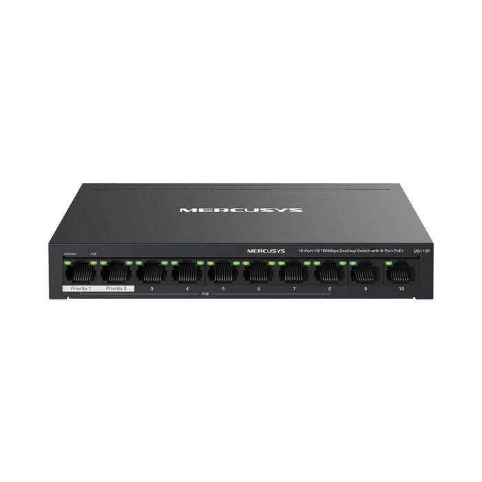 MERCUSYS 10-PORT DESKTOP SWITCH WITH 8-PORT POE+ - NET-MER-MS110P