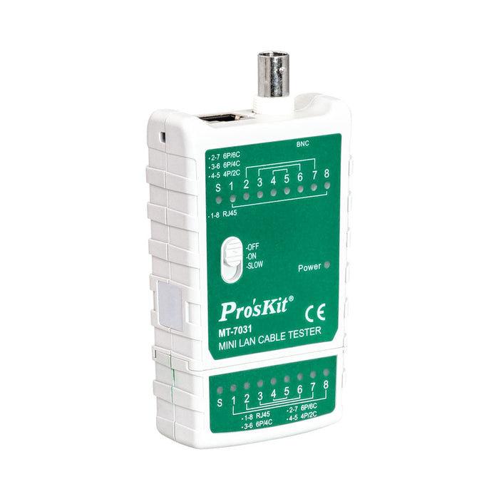 PROSKIT MINI LAN CABLE TESTER(RJ45,RJ11,12,22,BNC) - NET-MT-7031