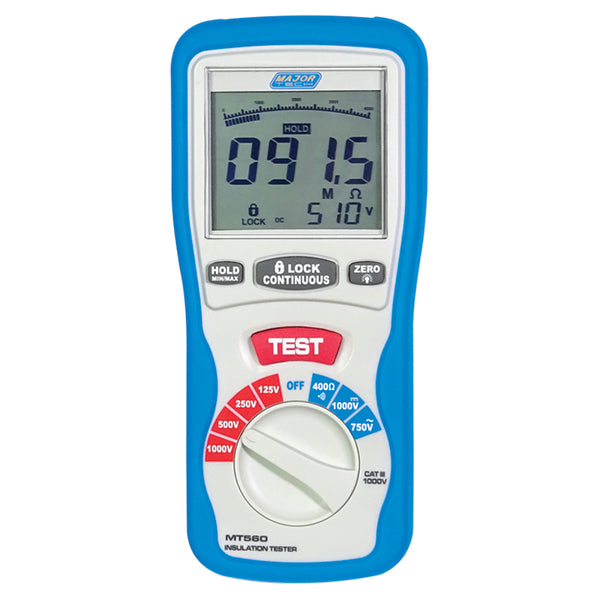 Major Tech 125/250/500/1000V Digital Insulation Tester, CAT IV 600V MT560