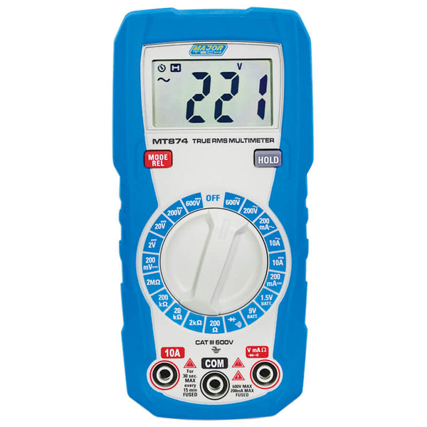 Major Tech 600V AC/DC TRMS Manual Ranging Multimeter | MT874 - image 1