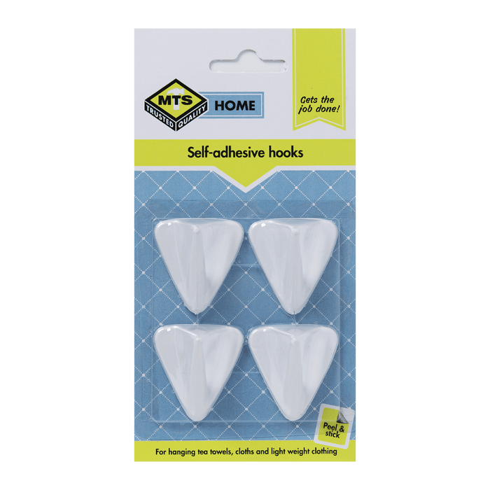 Mts Home Triangular Hook Pvc White P/4 Mts0044