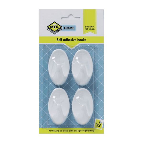 Mts Home Oval Hook Pvc White Large P/4 Mts0058