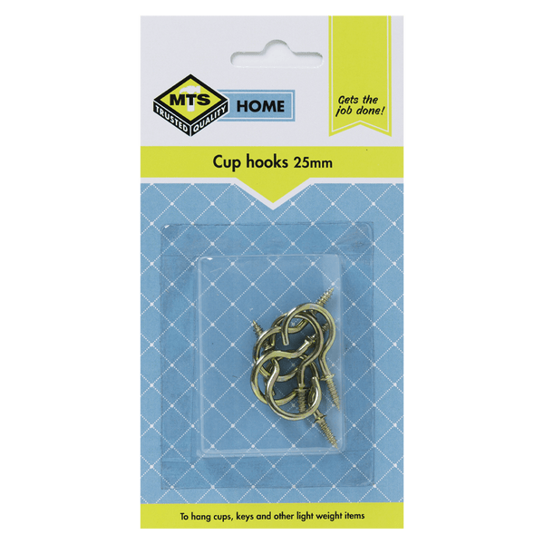 Mts Home Cup Hooks Brass 25 Mm P/6 Mts0090