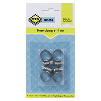 Hose Clamps 6-17mm (Pack of 4) Metal Plumbing Fasteners - Secure Hoses, Prevent Leakages