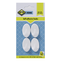 Mts Home Oval Hook Pvc White Small P/4 Mts0111