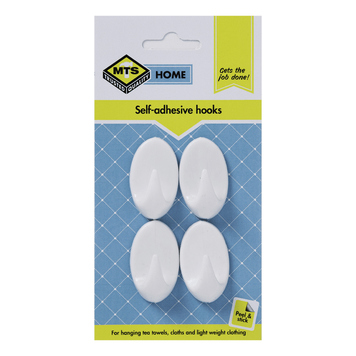 Mts Home Oval Hook Pvc White Small P/4 Mts0111
