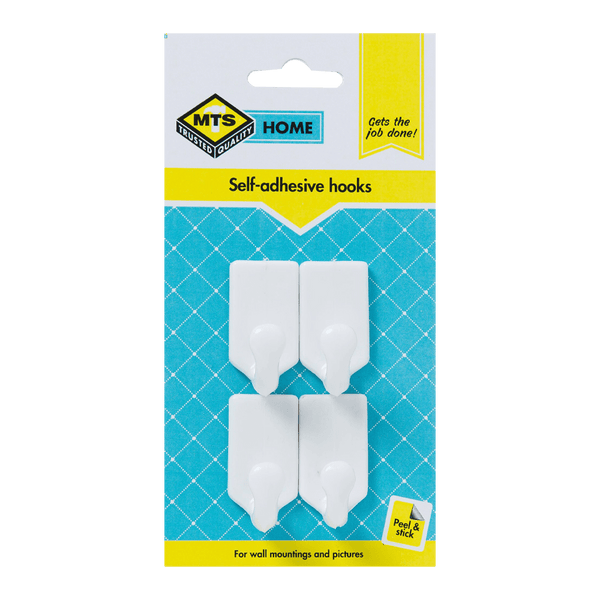 Mts Home Rectangular Hook Pvc White P/4 Mts0112