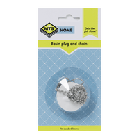MTS Home White Basin Plug and Chain - Standard Sink Stopper Replacement Bathroom Fixture