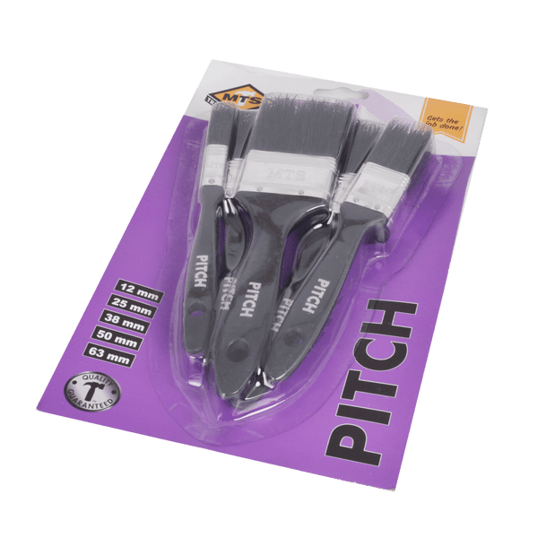 MTS Pitch Paint Brush Set - 5 Brushes (12mm, 25mm, 38mm, 50mm, 63mm) - Synthetic Bristle, Quality Guaranteed