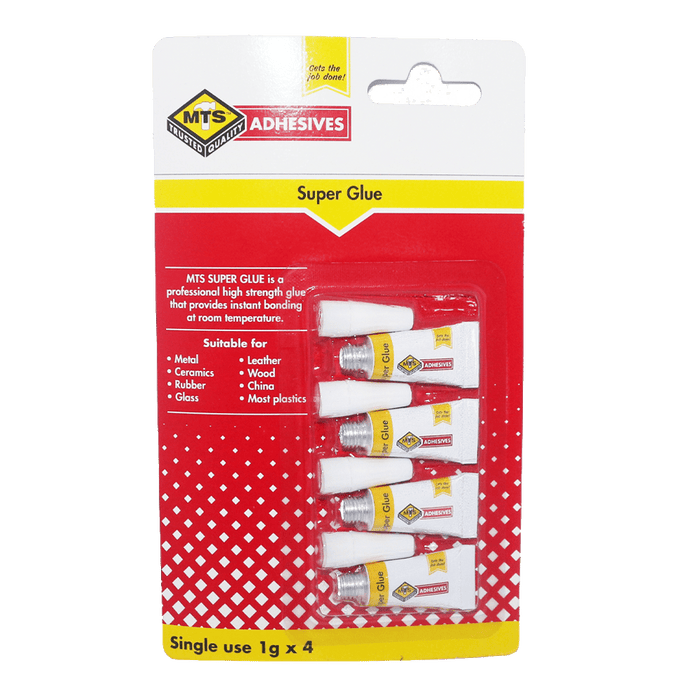 MTS Super Glue: Single Use, High Strength Adhesive for Metal, Ceramics, Rubber, Glass, Leather, Wood, China, Plastics