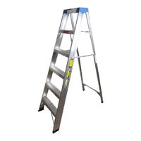 6-Step A-Frame Ladder by chavda.com - Aluminum/Steel Construction, Max 150kg Load, Durable Ladder